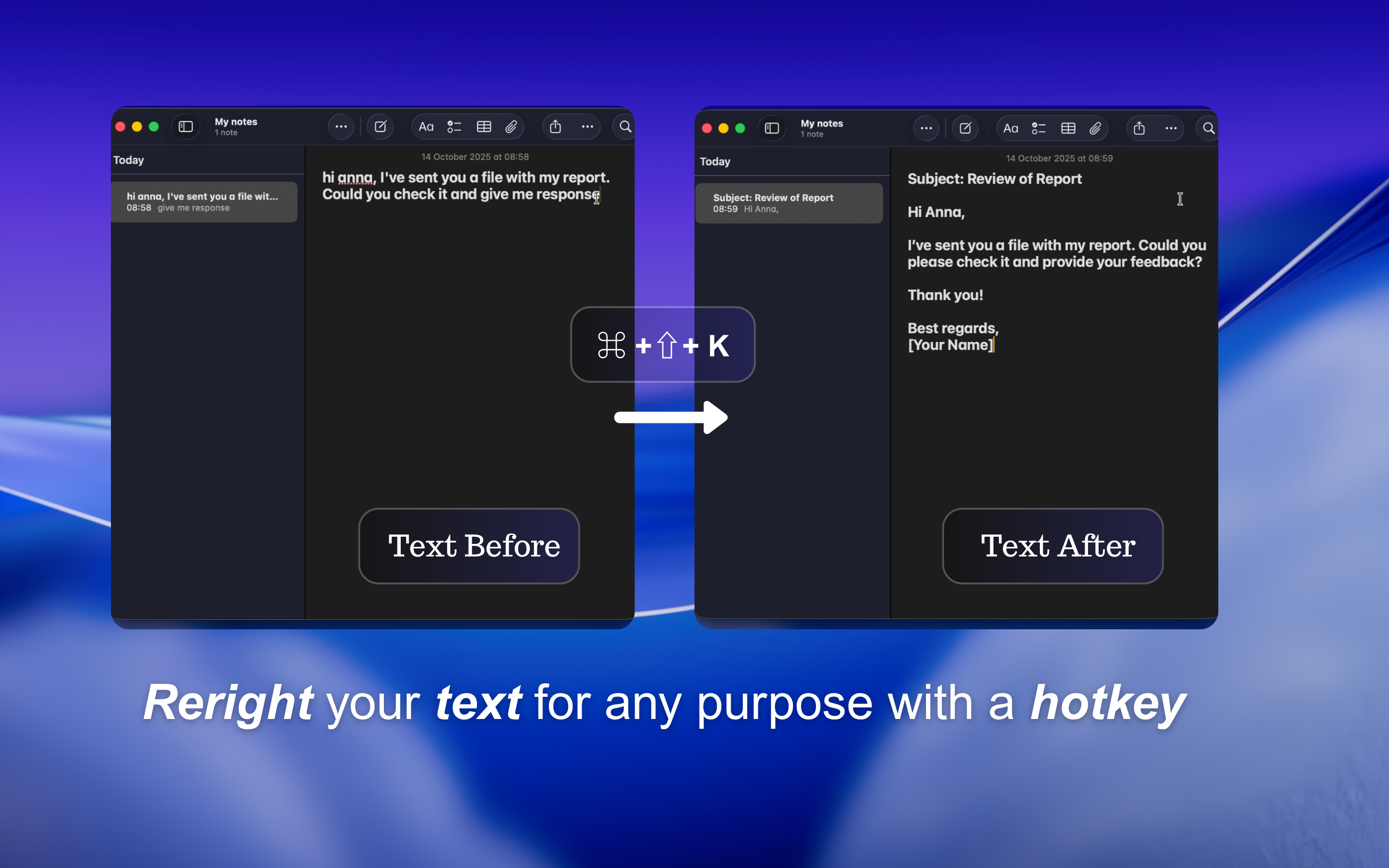 PromptK — Tray window